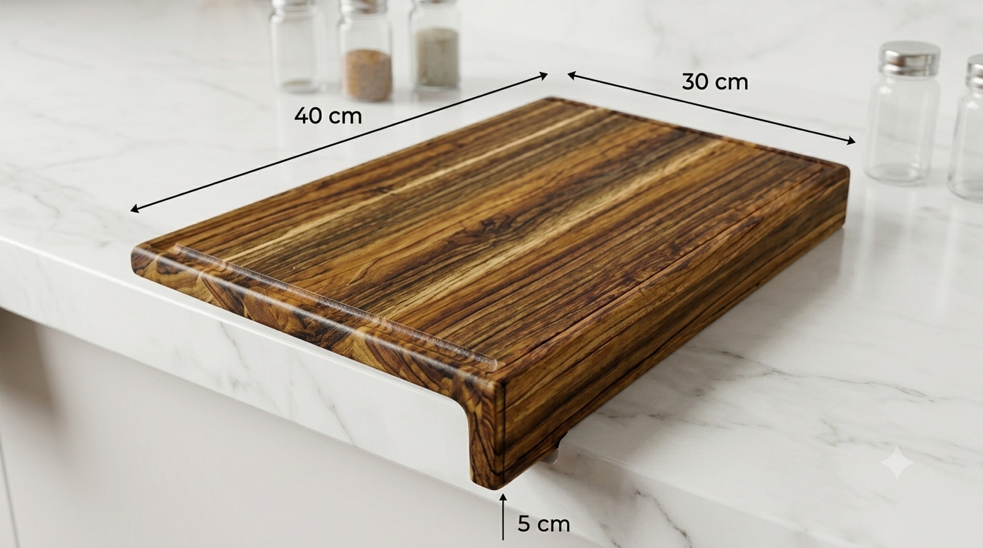 Tábua de Balcão Inteligente com Lipped Edge em Madeira Nobre Teca